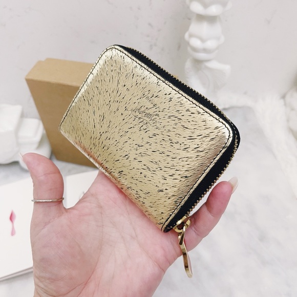 Authentic Christian Louboutin RARE Metallic Tri Toned Compact Zip Card Wallet - Picture 10 of 13